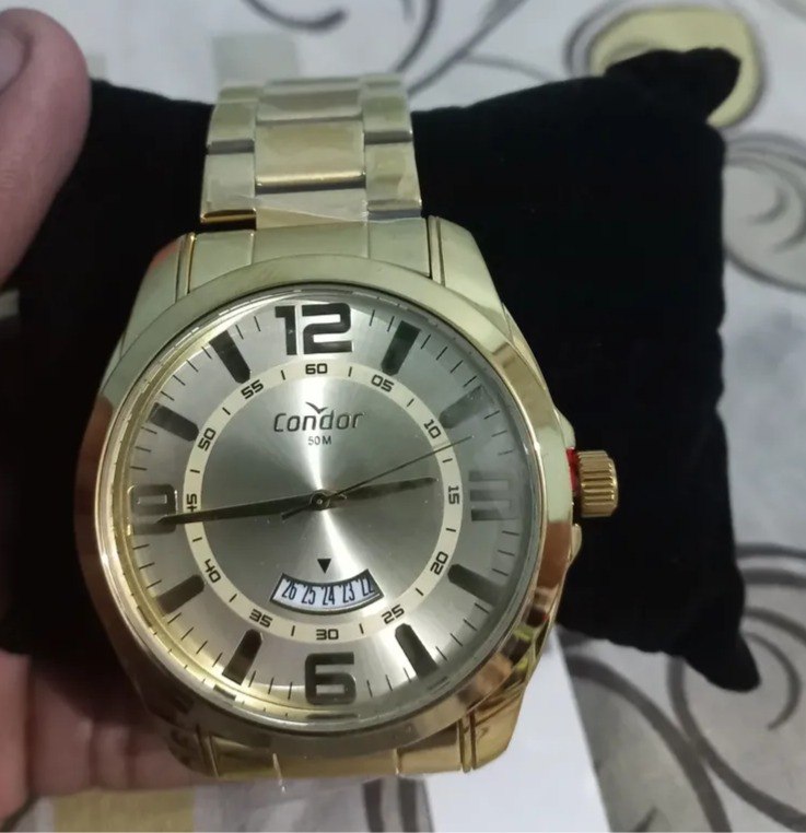 Relógio Condor Masculino Dourado Aço Dourado Champanhe