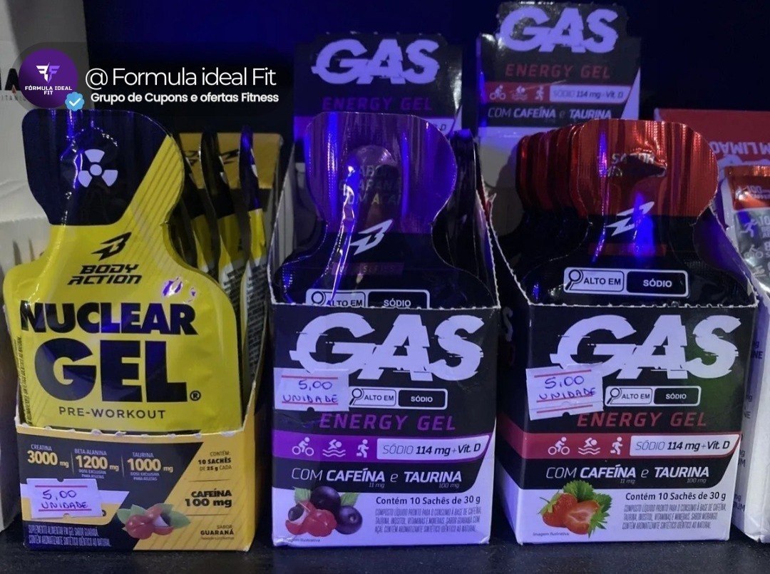 Kit 2x Gas Gel Energético 20 Sachês + Pré Treino Nuclear Gel