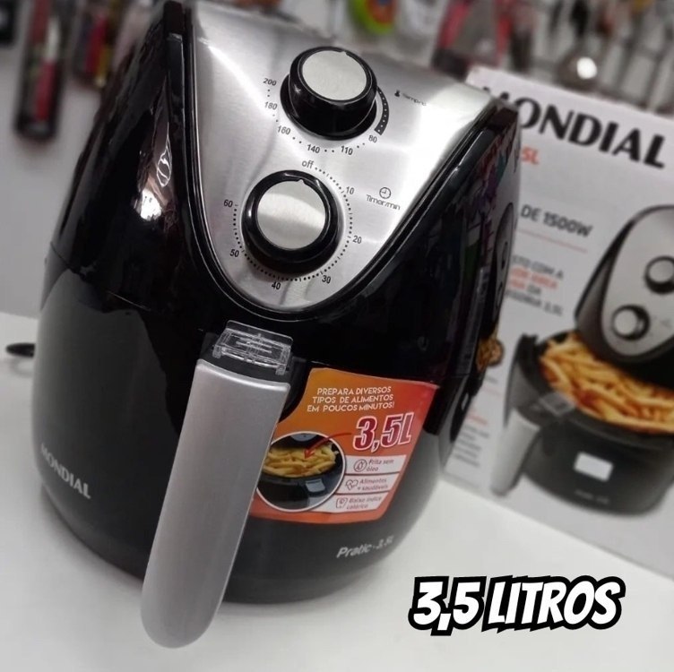 MONDIAL Fritadeira Sem Óleo Air Fryer 3,5L, Preto/Inox, 1500W, 110V - AF-30 I