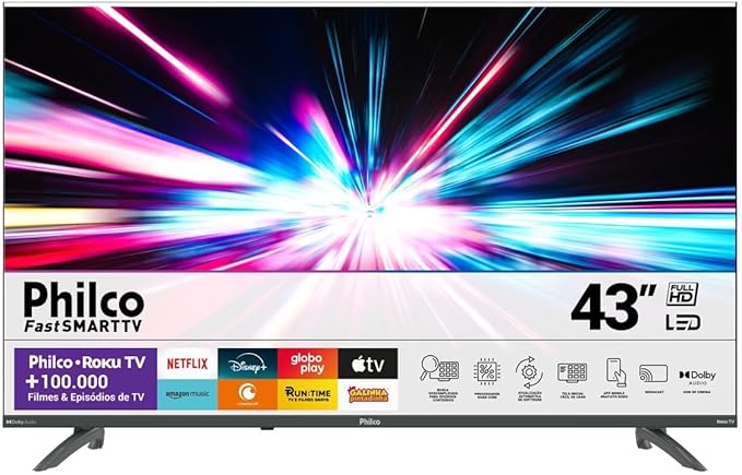 Smart TV Philco 43” Roku com Dolby Áudio: Imagem de Qualidade e S...