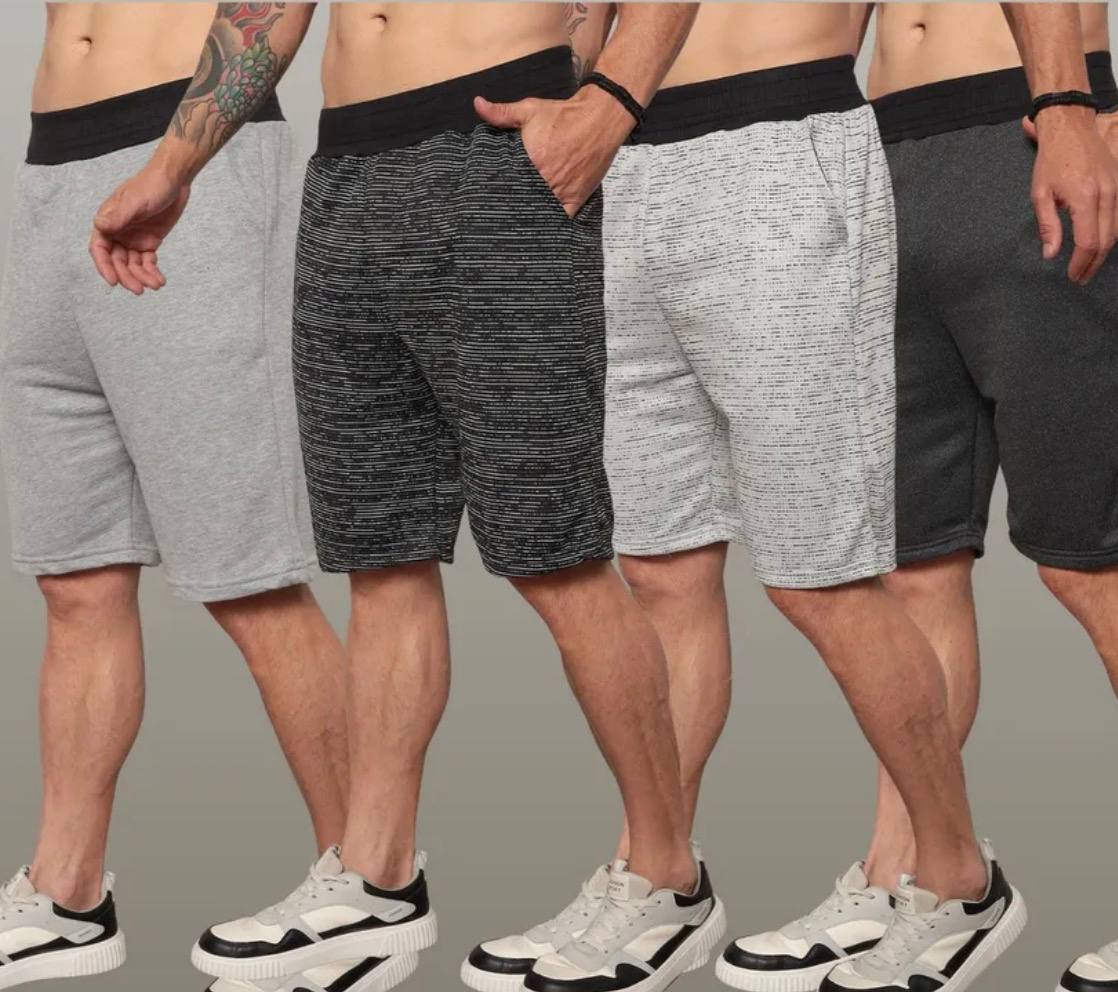 Kit 4 Bermudas Masculinas Moletom Academia Casual Lote Full Cores Sortidas Liso