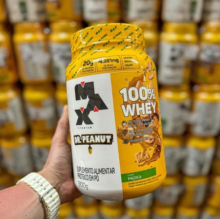 100% Whey Max Titanium X Dr. Peanut 900g Paçoca Max Titanium