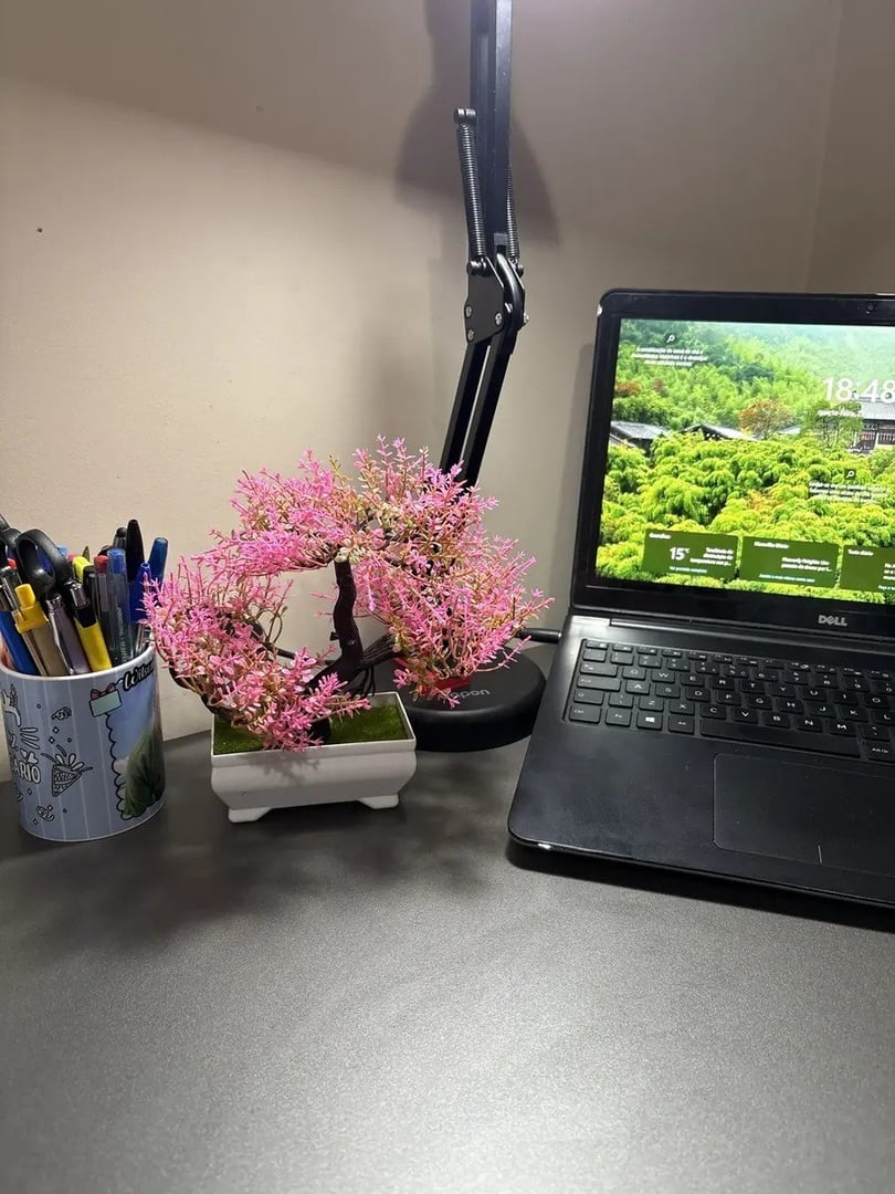 Planta Bonsai Vaso Artificial Flores Realista Decoração Mesa