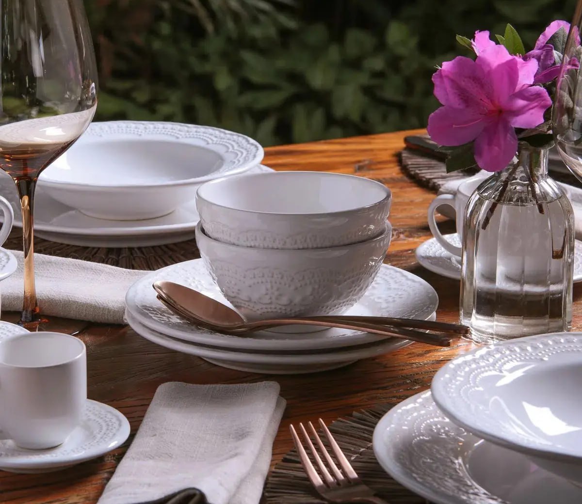 Jogo Café Da Manhã Porto Brasil 12 Peças Cerâmica Feldspática Branca Branco Relevo