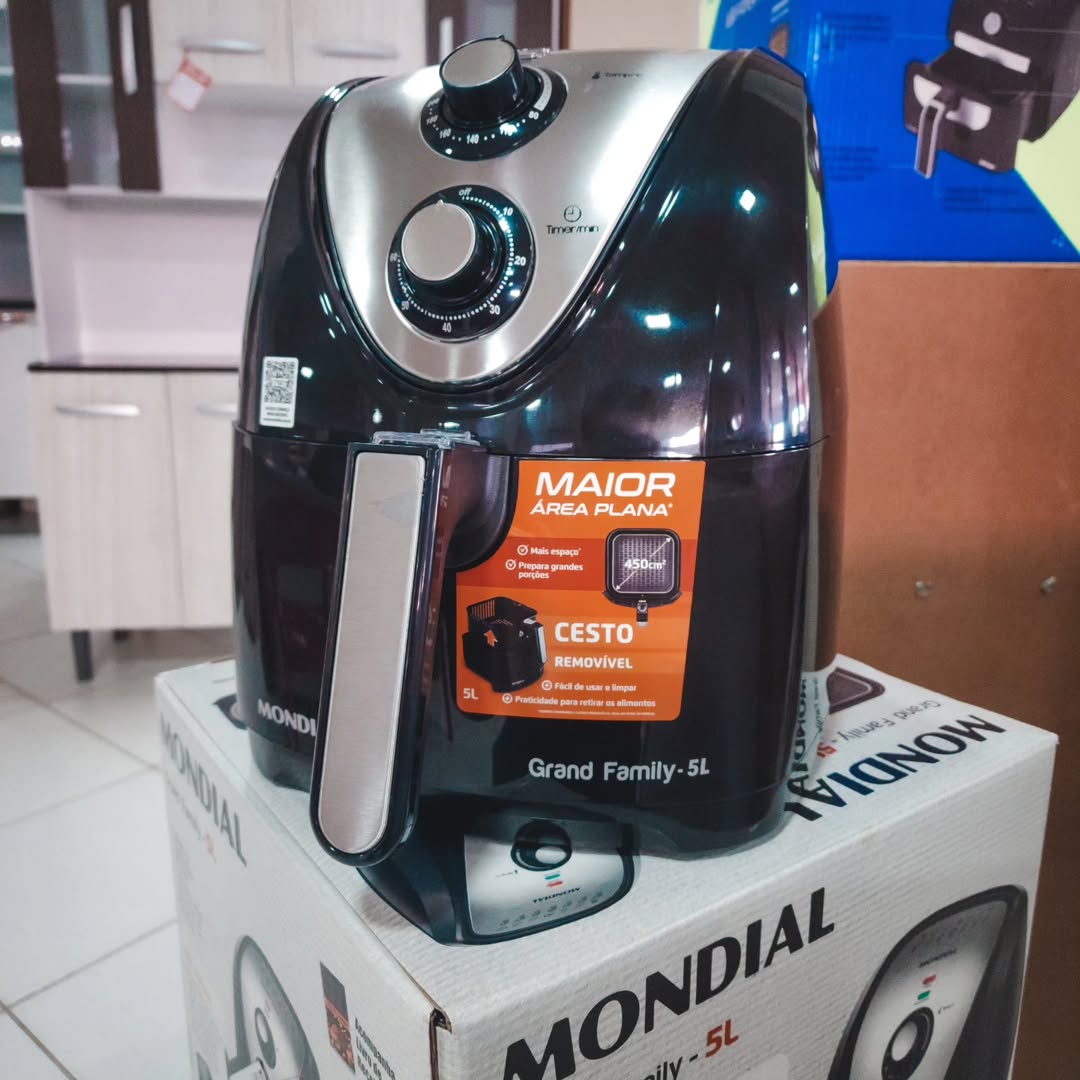 MONDIAL Fritadeira Sem Óleo Grand Family Inox - 5L, 220V, Preto, 1900W - AFN-50-BI