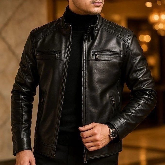 Jaqueta De Couro Masculino Slim Resistente