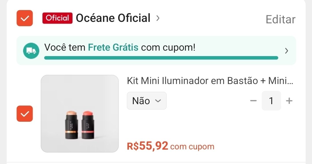 Kit Mini Iluminador em Bastão + Mini Blush em Bastão Coral (2 Produtos)