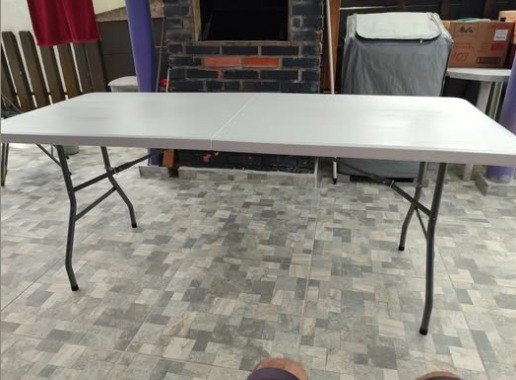 Mesa Dobrável Vira Maleta De 1,80 Portatil Camping Praia Branco