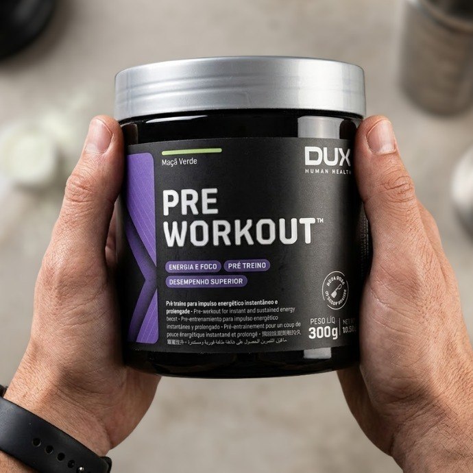 DUX Pré Treino Bifásico Pre Workout Original Sabor Maçã Verde 300G Dux Nutrition