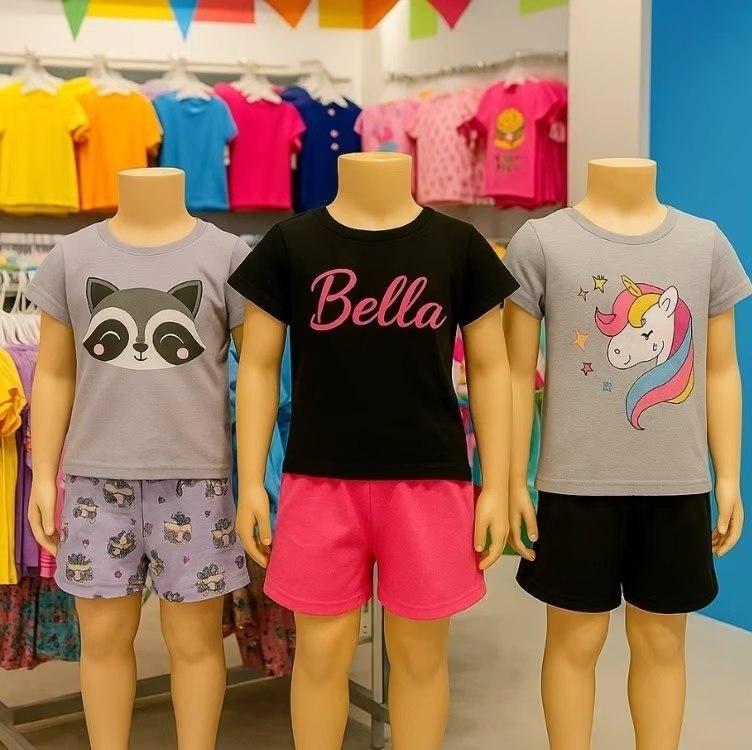 🤓Kit 6 Peças Menina Roupa Infantil Shorts Verão