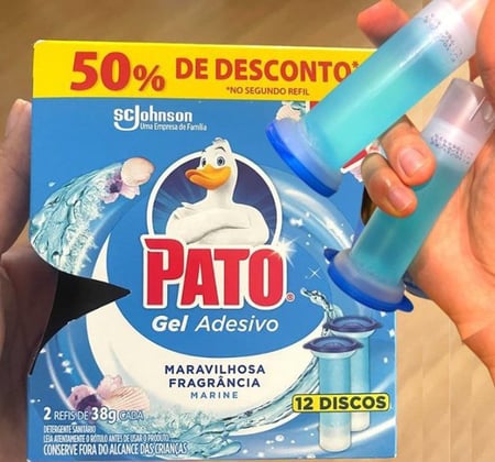 Pato Desodorizador Sanitário Gel Adesivo 2 Refis Marine, Limpeza Banheiro, 12 Discos