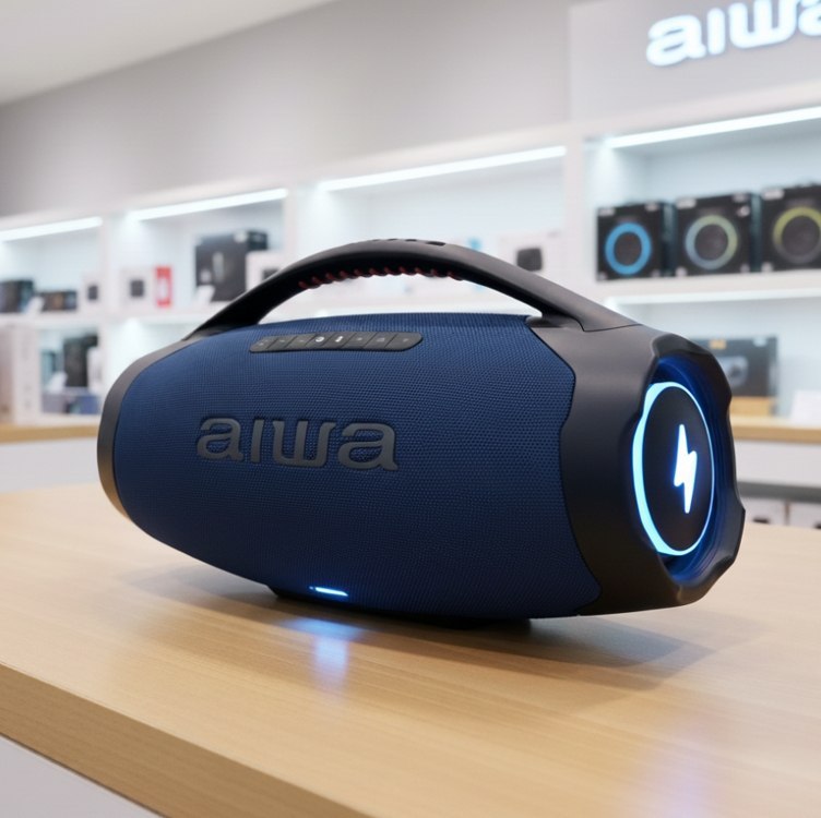 Caixa De Som Boombox Plus Aiwa Bbs-01-lbl 200w Bate 30h Rgb Cor Azul
