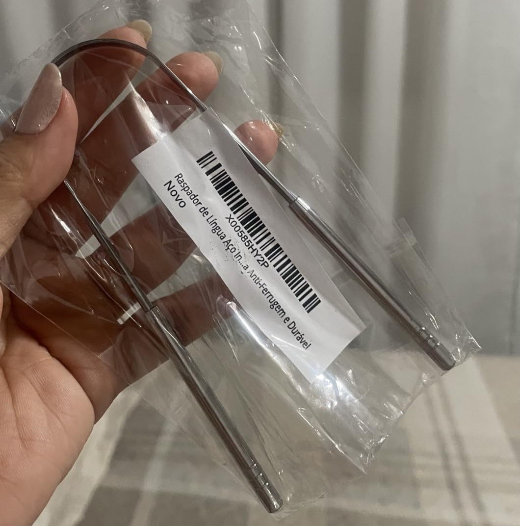 Raspador de Língua Aço Inoxidável NO2PROBLEMS Limpeza Bucal Profunda Anti-Ferrugem e Du...