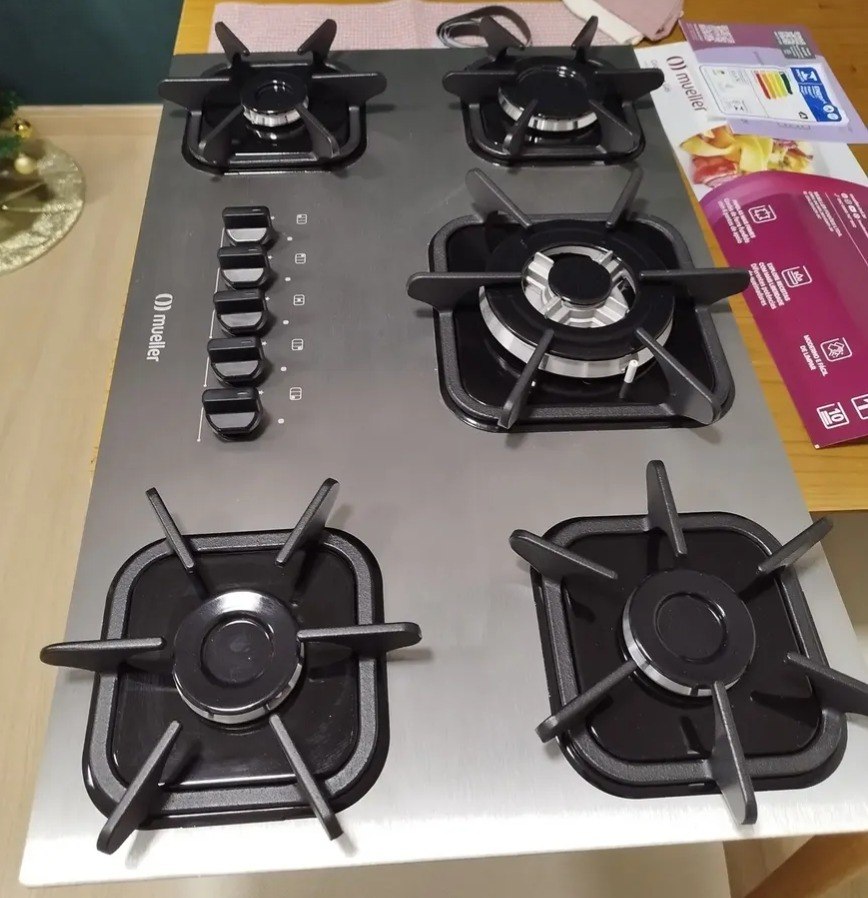 Cooktop Mueller 5 Bocas Mesa de Alumínio Tripla Chama Acendimento Automatico - Bivolt