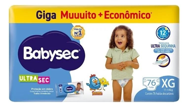 Fralda Babysec Ultra Giga Xg 76 Unidades Extra Grande (xg) Sem Gênero