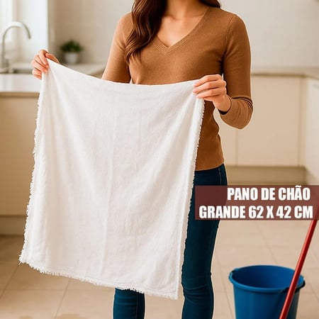 Kit 10 Pano de Chão Duplo Grande - Alvejados, Brancos e 100% Algodão para Sua Casa