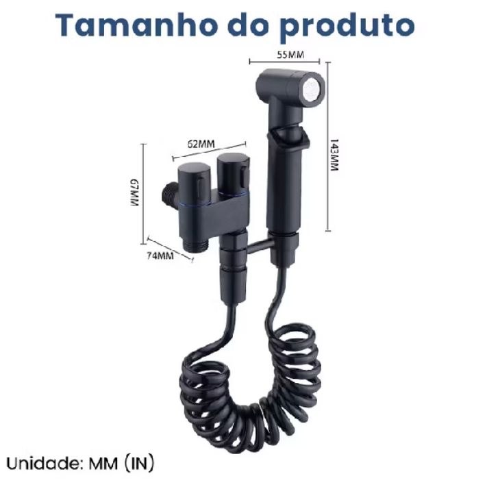 Kit Ducha Higiênica com registro duplo, mangueira sanfonada, ducha e aparador para ducha.