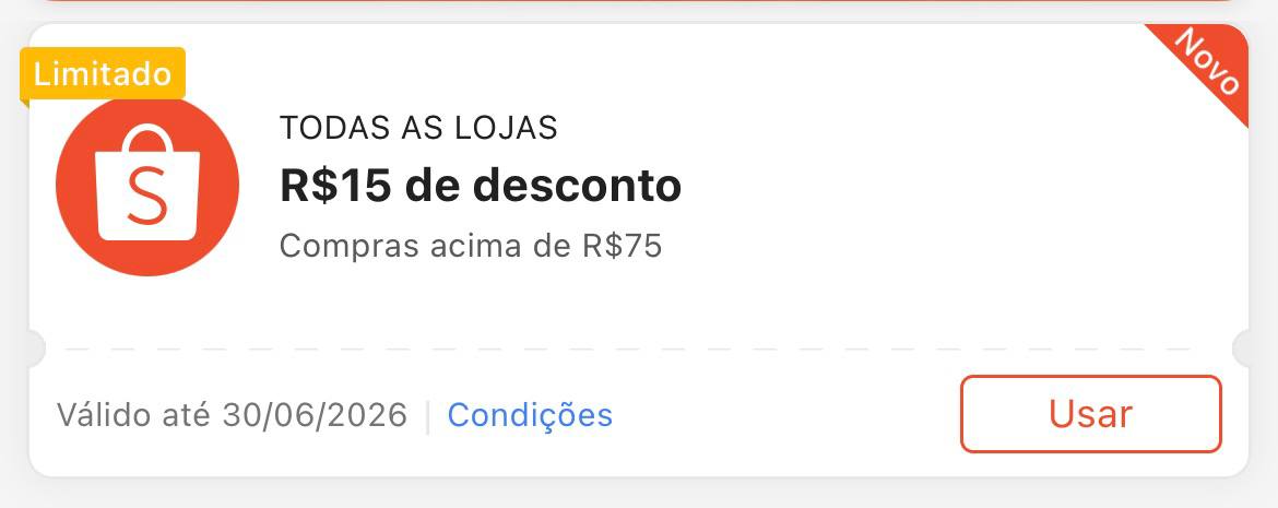 Cupom R$ 15 a partir de R$ 79 - Shopee