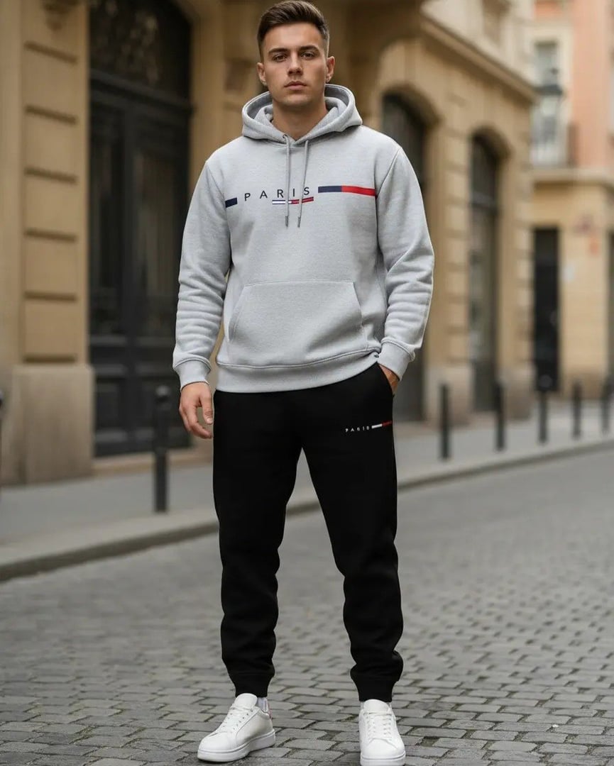 Conjunto Moletom Paris Calça e Blusa Canguru c/ Capuz Tam. P ao GG - 6 cores