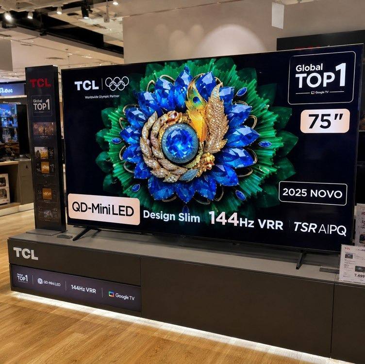Smart TV TCL 75 Polegadas QLED Mini LED 4K A400M WiFi Bluetooth Google TV HDR10+ 144 Hz VRR 75A400M