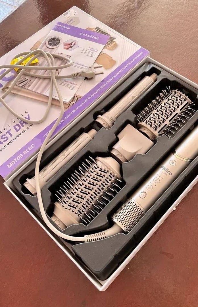 Secador De Cabelos Philco 4 Em 1 Dobrável Íon Tourma Dourado