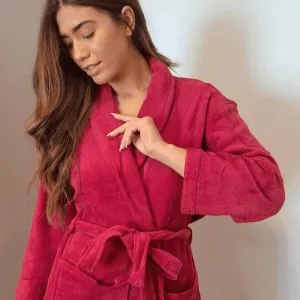 Roupão de Inverno Atlântica Sofisticata Premium de Microfibra Cereja - Tam. P