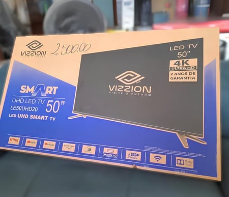 Smart TV 50” 4K DLED Rig Vizzion BR50GUA IPS - Android Wi-Fi Google Assistente 3 HDMI 2 US...