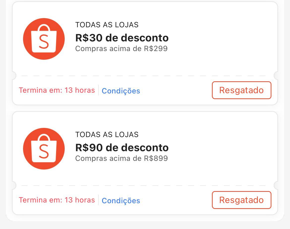 Cupons Liberados - Shopee