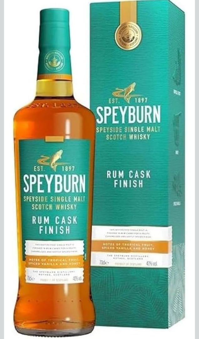Whisky Speyburn Single Malt Rum Cask Escocês Barris Selecionado Notas Frutas Tropicais 700...