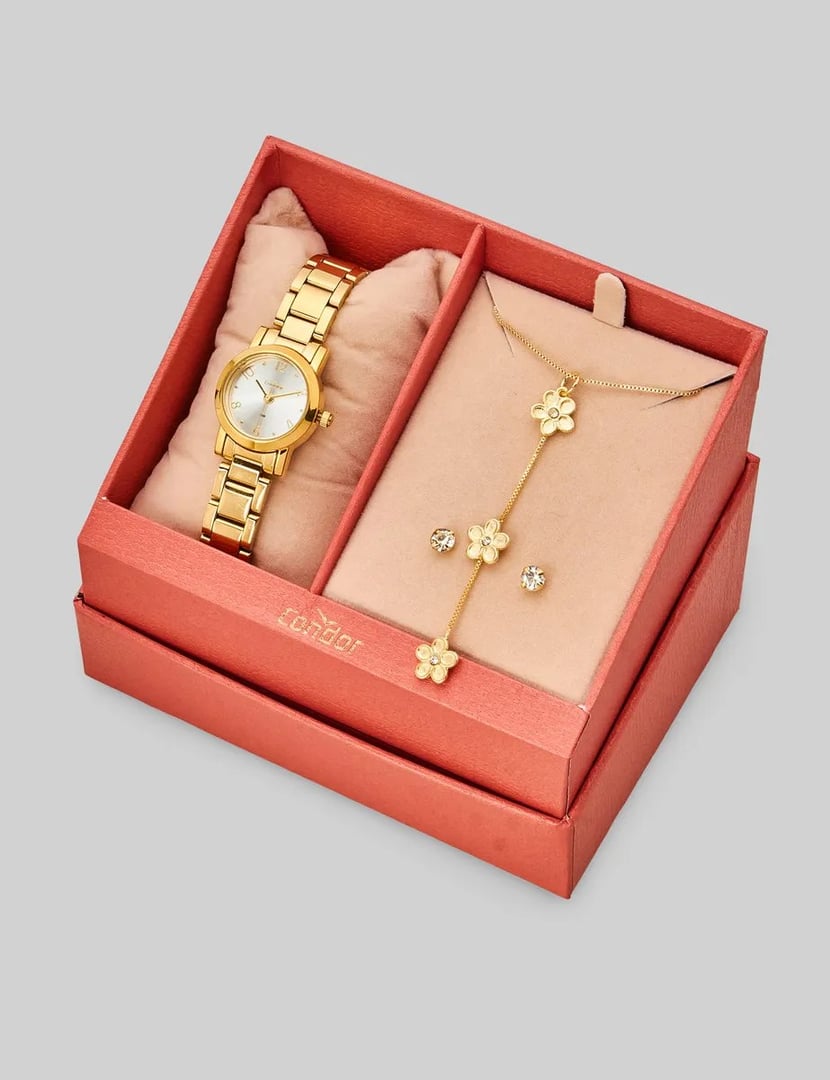 Kit Condor Feminino Mini Dourado - Co2035npq/k4k Fundo Prata