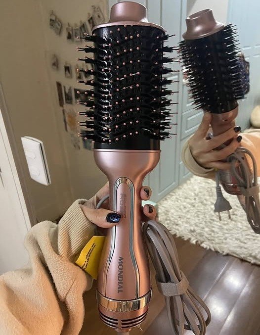Escova Secadora Mondial 1200W 3 Níveis de Temperatura Tourmaline Íon Golden Rose - Bivolt