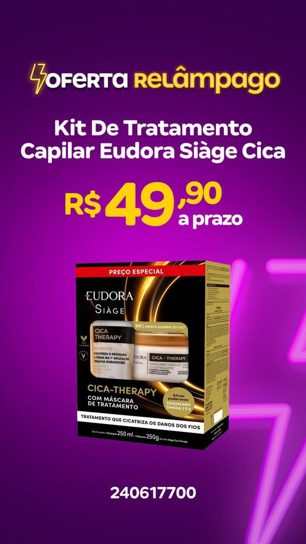 Kit de Tratamento Capilar Eudora Siàge Cica-therapy Shampoo e Máscara