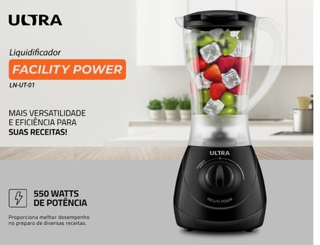 Liquidificador Ultra Facility Power 2 Velocidades 550W Preto