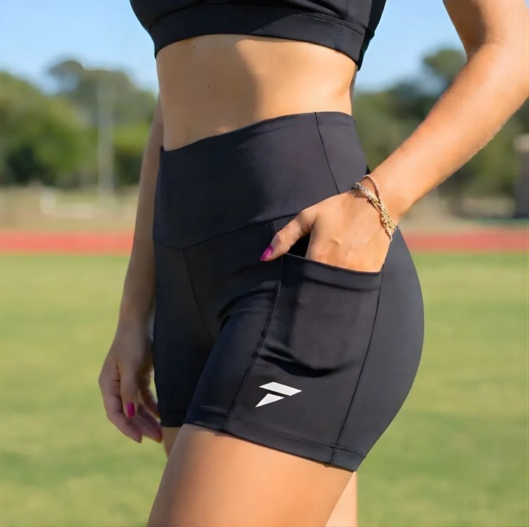 Short Academia Feminino Compressão Fitness Com Bolso Corrida