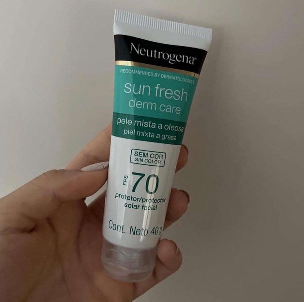 Neutrogena Sun Fresh Protetor Solar Facial Derm Care, Pele Oleosa, Sem Cor, FPS 70, 40g