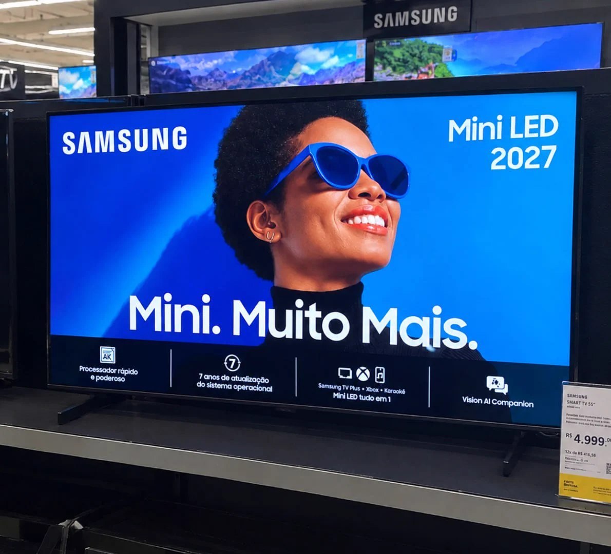 Smart TV 50" Samsung 2027 4K UHD Mini LED M75H One UI TizenAssistente Virtual Bixby com Gemini, Alexa Comando de Voz