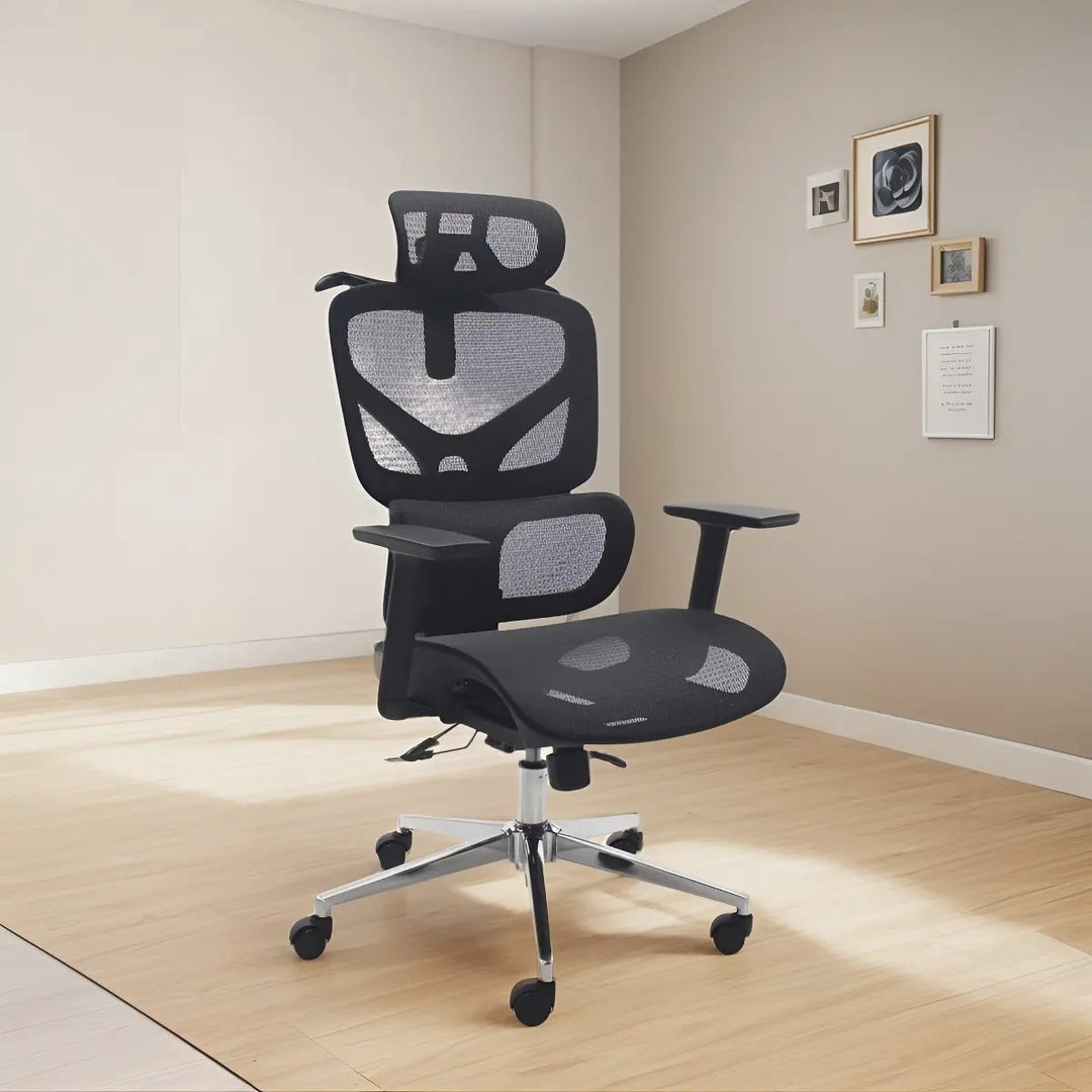 Cadeira Para Escritorio Linha Premium Ajuste De Altura Regulagem Na Lombar Ergonômica Estofado 100% Respirável Em Mesh 2D Reclinável Giratória Marca Brin7 Modelo B7-006