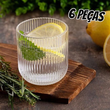 Jogo de Copos de Vidro 300ml 6 Peças Haus Concept Canelado