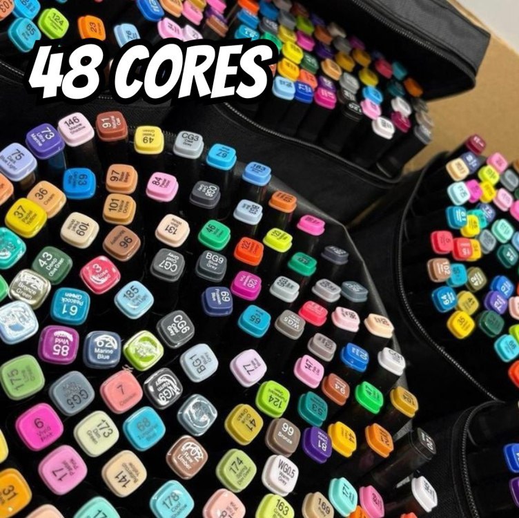 Conjunto Canetas Marcador Canetinhas Kit 48 Cores 96 Pontas 48 Cores
