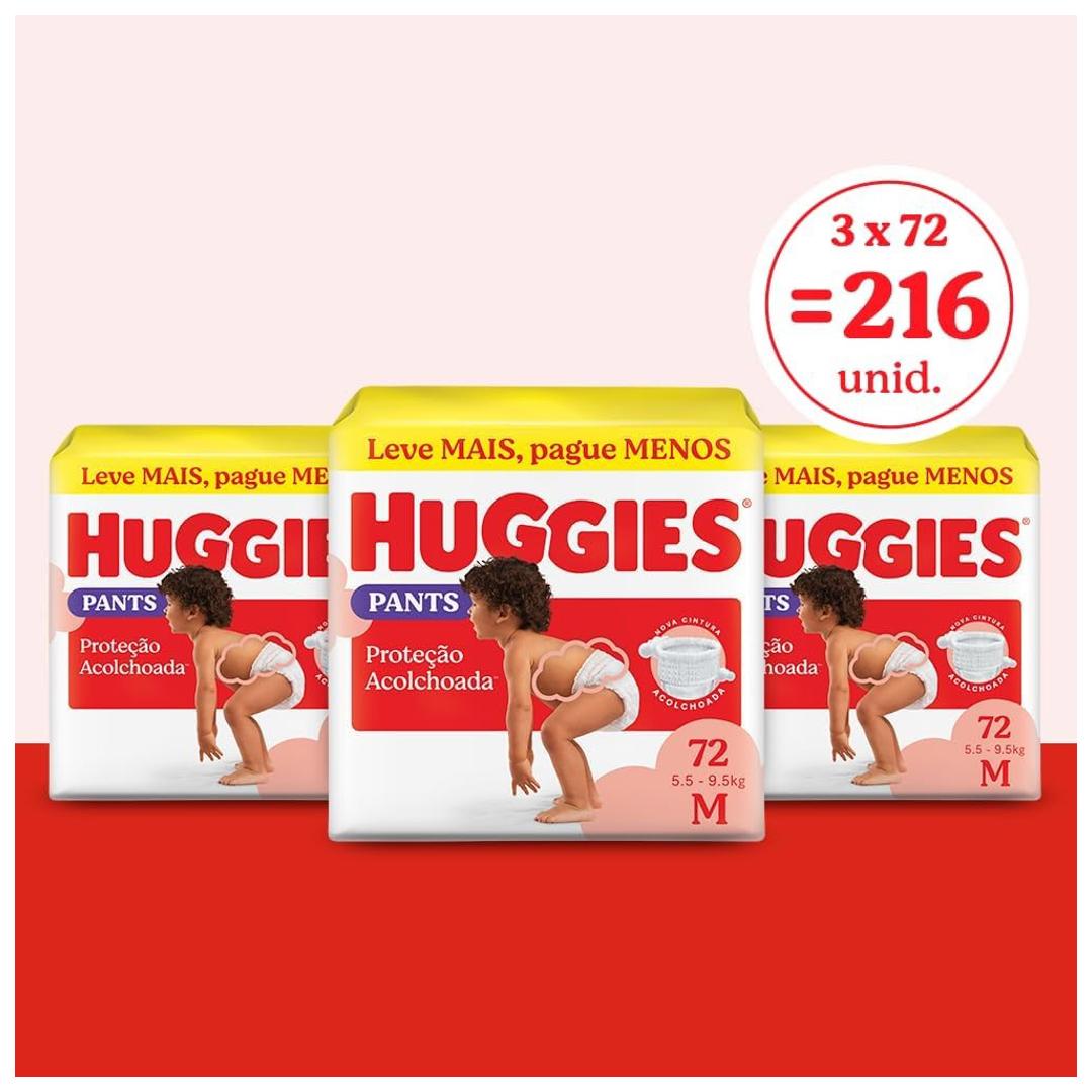 Huggies Fralda Pants Descartável Proteção Acolchoada M - 216 fraldas