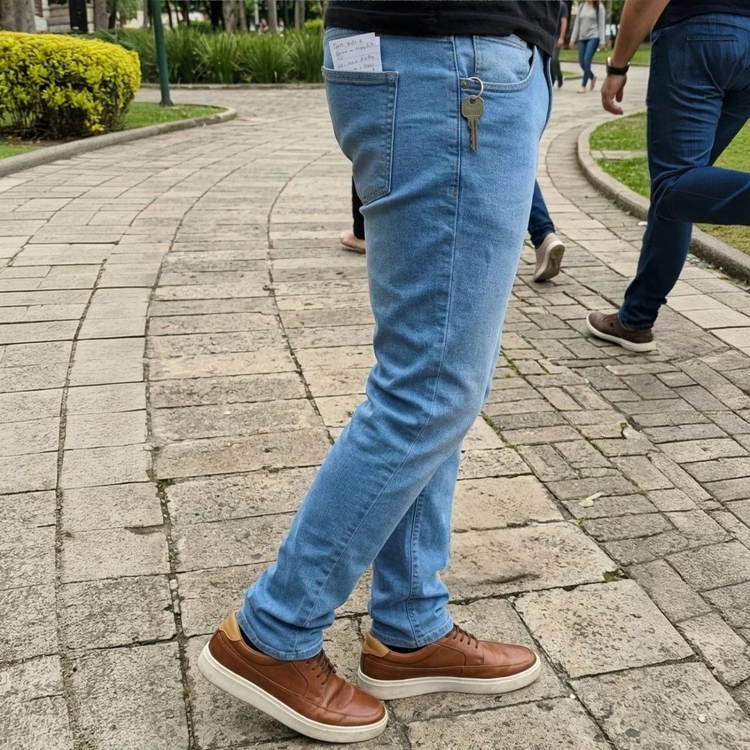 Calça Jeans Masculina Corte Reto Tradicional Lycra Básica