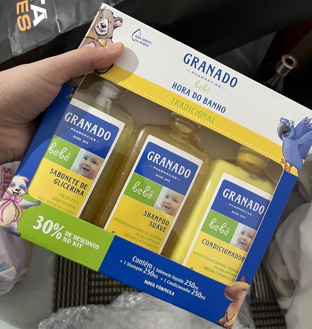 Kit Granado Bebê Hora do Banho Tradicional Shampoo + Condicionador e Sabonete Liquido