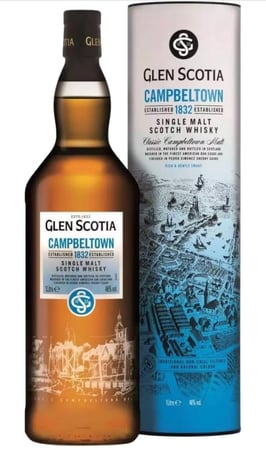 Whisky Glen Scotia Campbeltowm Single Malt 1L Teor: 46% Finalizado Em PX Sherry Sem Filtra...