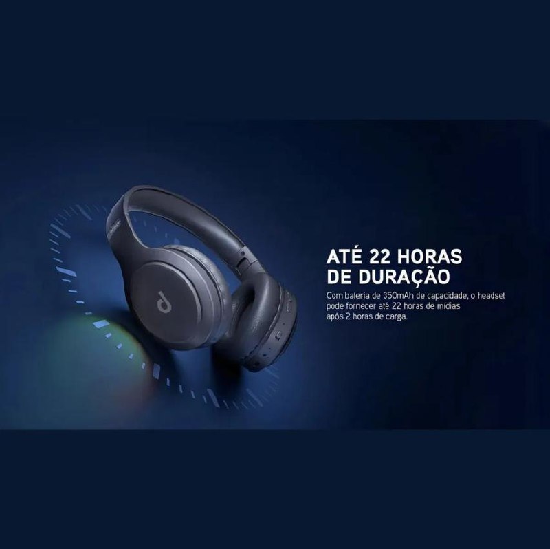Fone De Ouvido Headphone Dapon H02d Bluetooth 5.1 Over-ear 22 Horas De Bateria Cor Preto