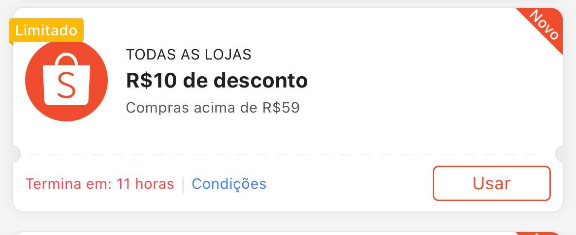Cupom R$ 10 a partir de R$ 59 - Shopee