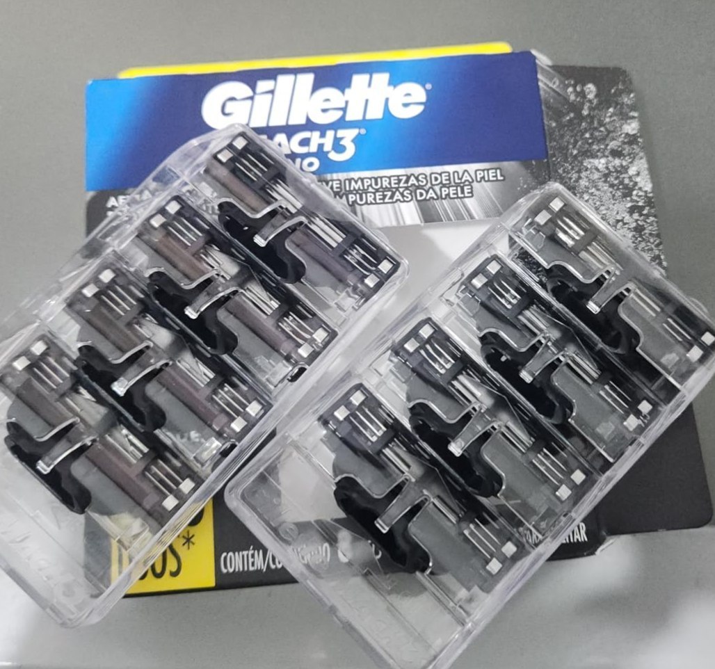 Pack Refil Gillette Mach3 Carbono p/ Aparelho de Barbear com Carvão Ativado - 8 Unidades