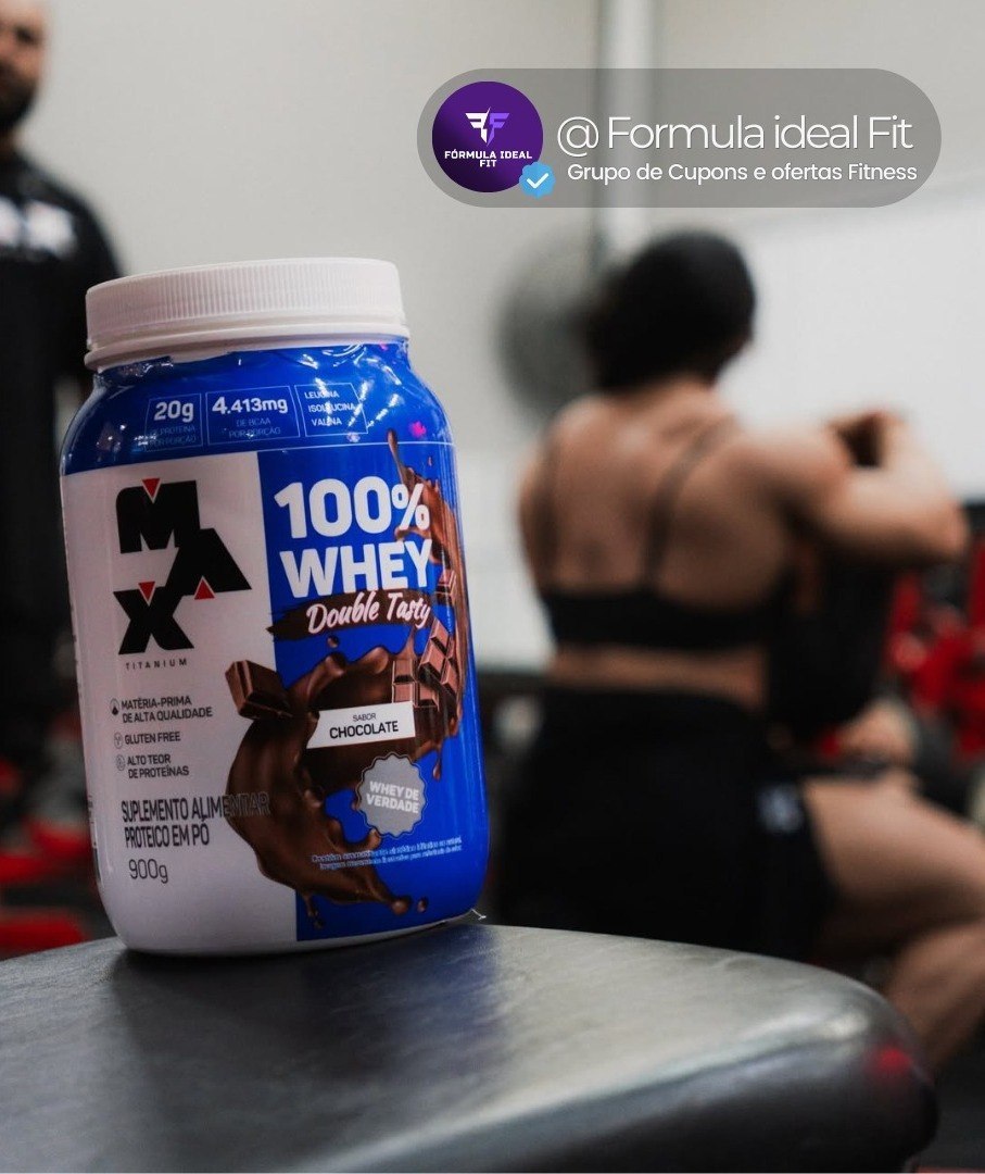 Whey 100% Concentrado Double Tasty Max Titanium Pote 900g Sabor Chocolate