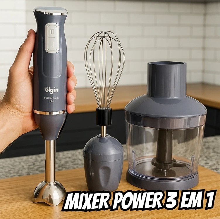 Mixer Power Inox 3 em 1 600W Elgin Lunar 110V - Mixer, triturador e batedor