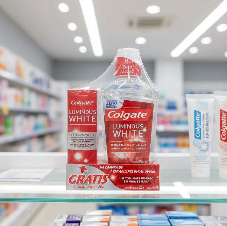 Colgate Enxaguante Bucal para Clareamento Luminous White 500ml Promo 1 Creme Dental