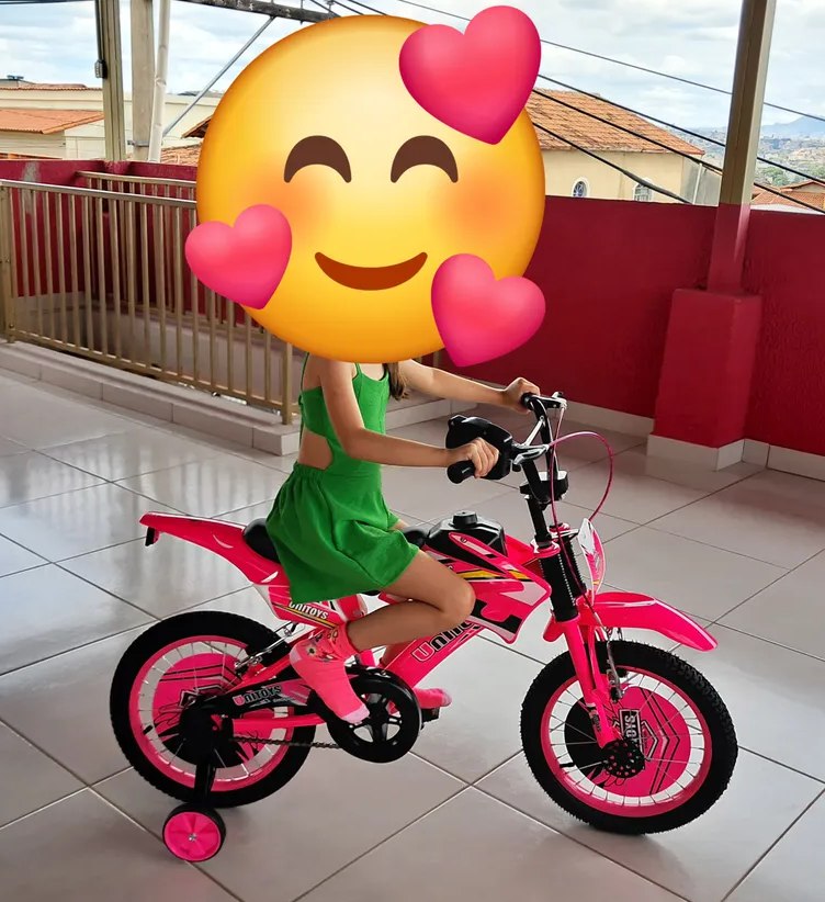 Bike Moto Cross Bicicleta Aro 16 Freios V-brakes Com Rodinhas Covei Toys Rosa